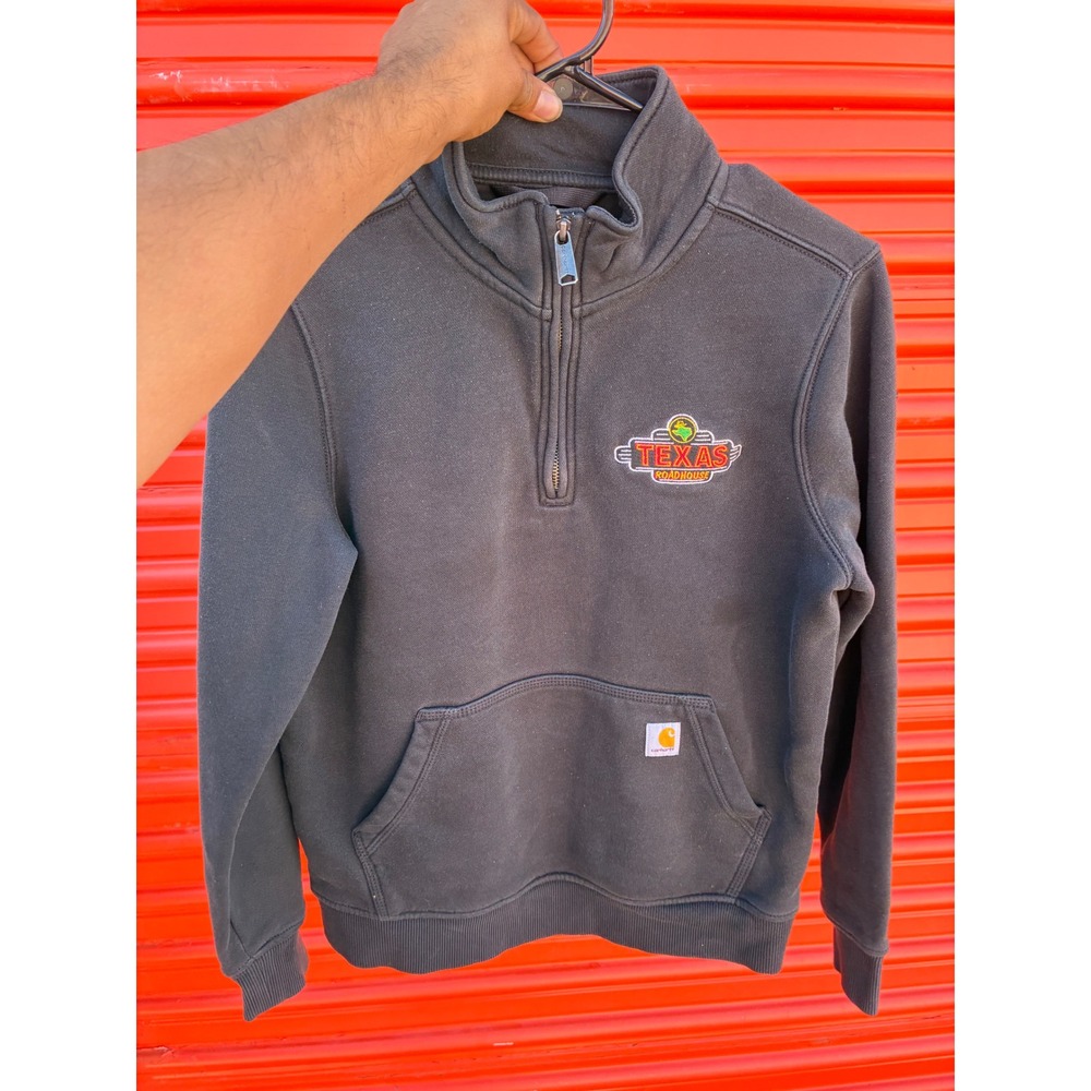 Carhartt Mens Relaxed Fit Quarter Zip Sweatshirt Black Texas Roadhouse Small